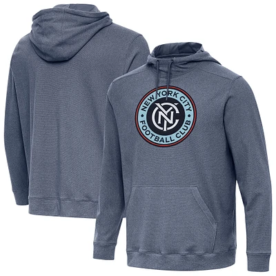 Men's Antigua Heather Navy New York City FC Cloud Pullover Hoodie