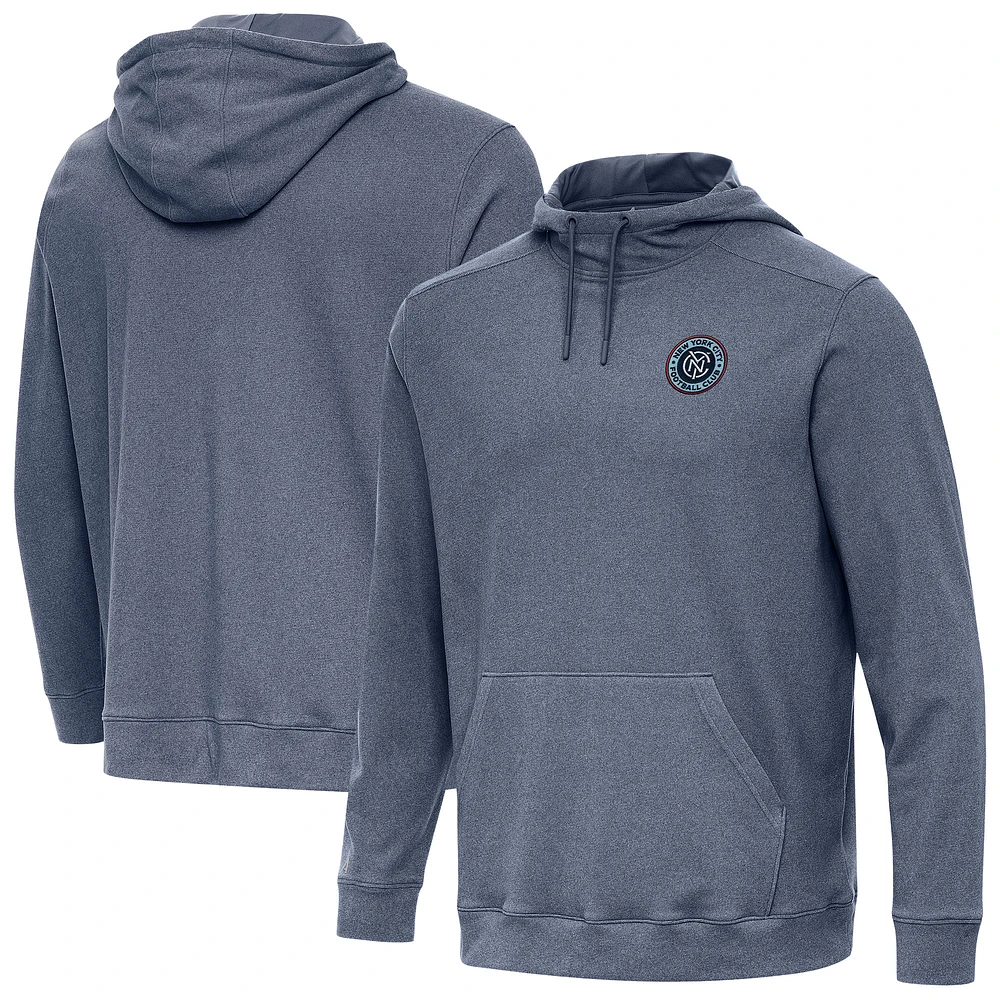 Men's Antigua Heather Navy New York City FC Cloud Pullover Hoodie