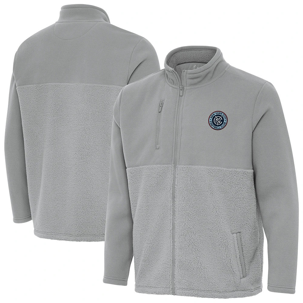 Men's Antigua Gray New York City FC Daily Fused Full-Zip Jacket