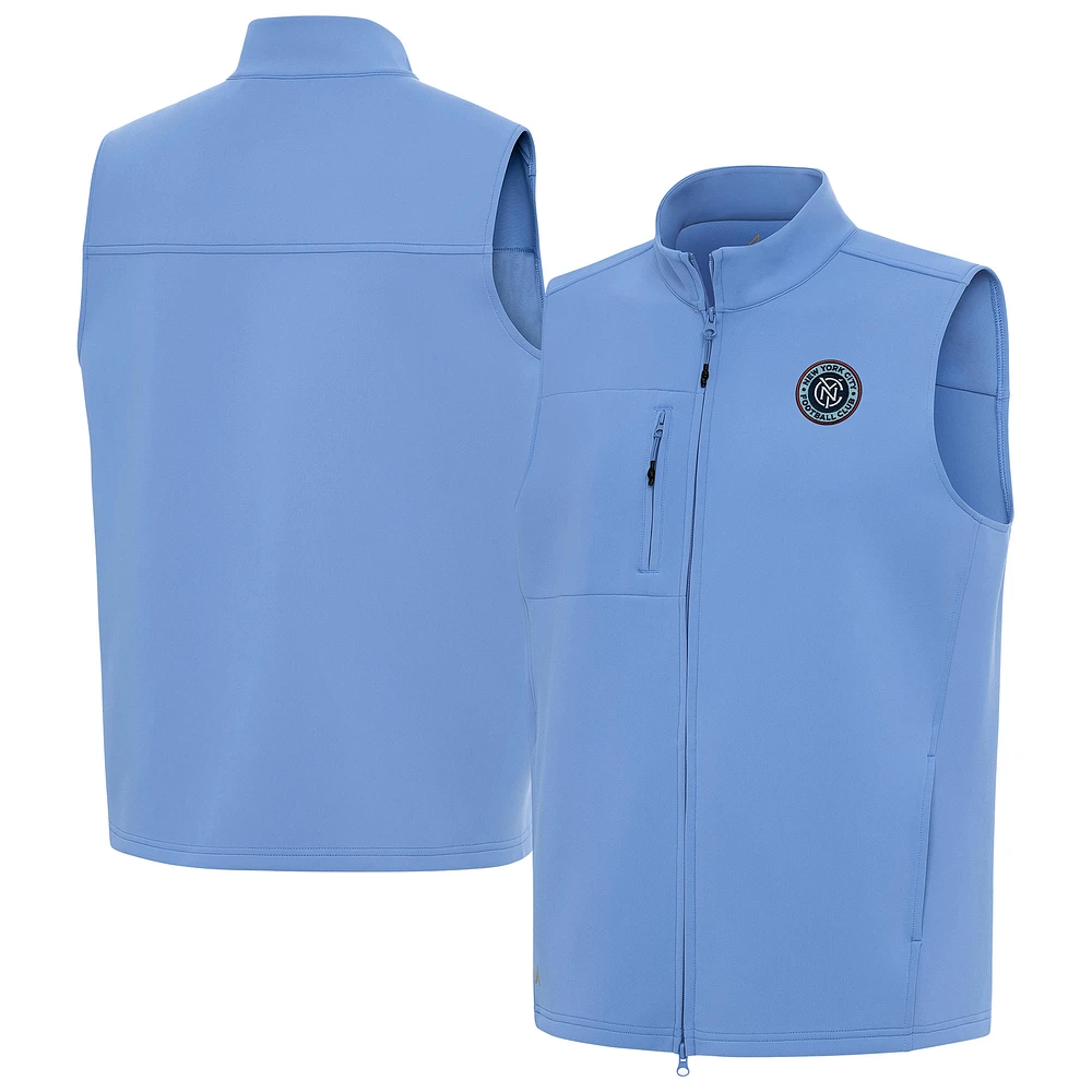 Men's Antigua Sky Blue New York City FC Demand Full-Zip Vest