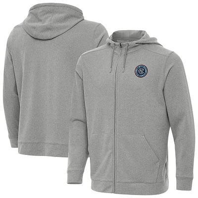Men's Antigua Heather New York City FC Effortless Full-Zip Hoodie Jacket