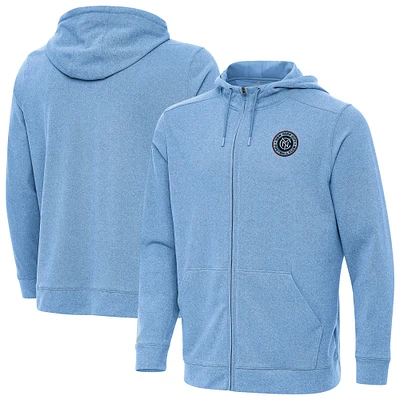 Men's Antigua Sky Blue New York City FC Effortless Full-Zip Hoodie Jacket