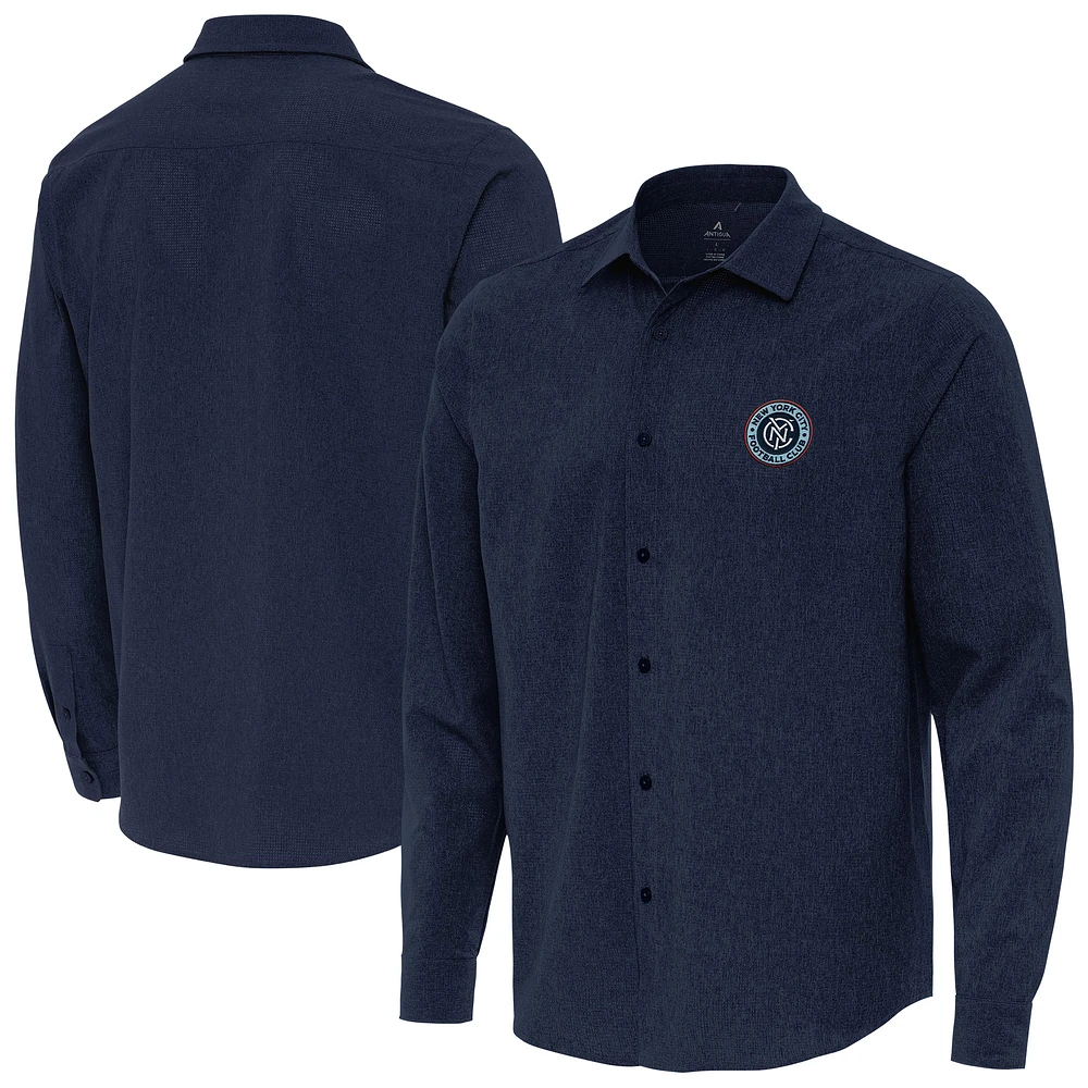 Men's Antigua Navy New York City FC Exposure Woven Long Sleeve Button-Up Shirt