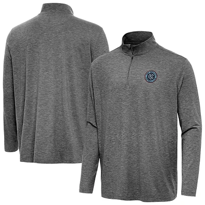 Men's Antigua Heather New York City FC Hunk Quarter-Zip Pullover