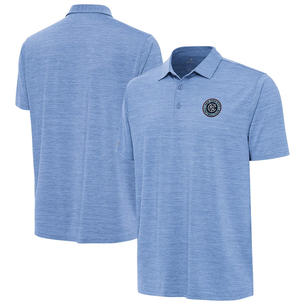 Men's Antigua Heather Powder Blue New York City FC Layout Polo