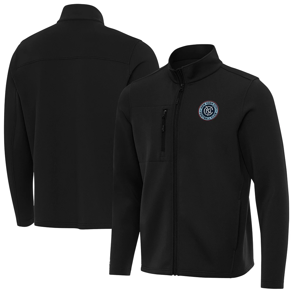 Men's Antigua Black New York City FC Objection Full-Zip Jacket