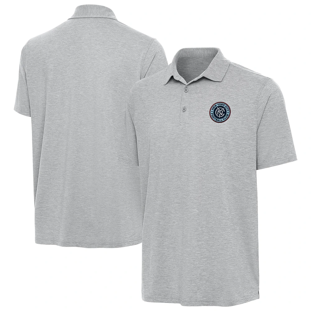 Men's Antigua Heather Gray New York City FC Par 3 Polo