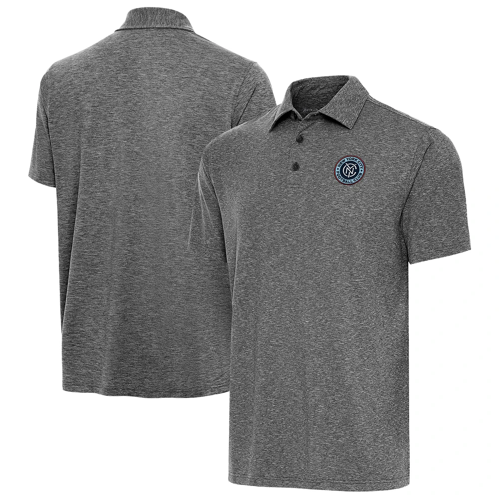 Men's Antigua Heather Black New York City FC Par 3 Polo