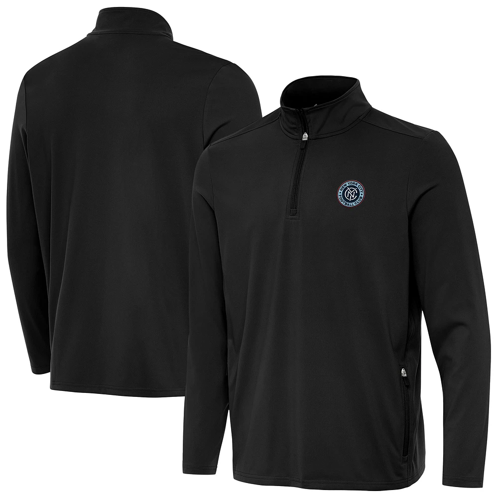 Men's Antigua Black New York City FC Perilous Quarter-Zip Top