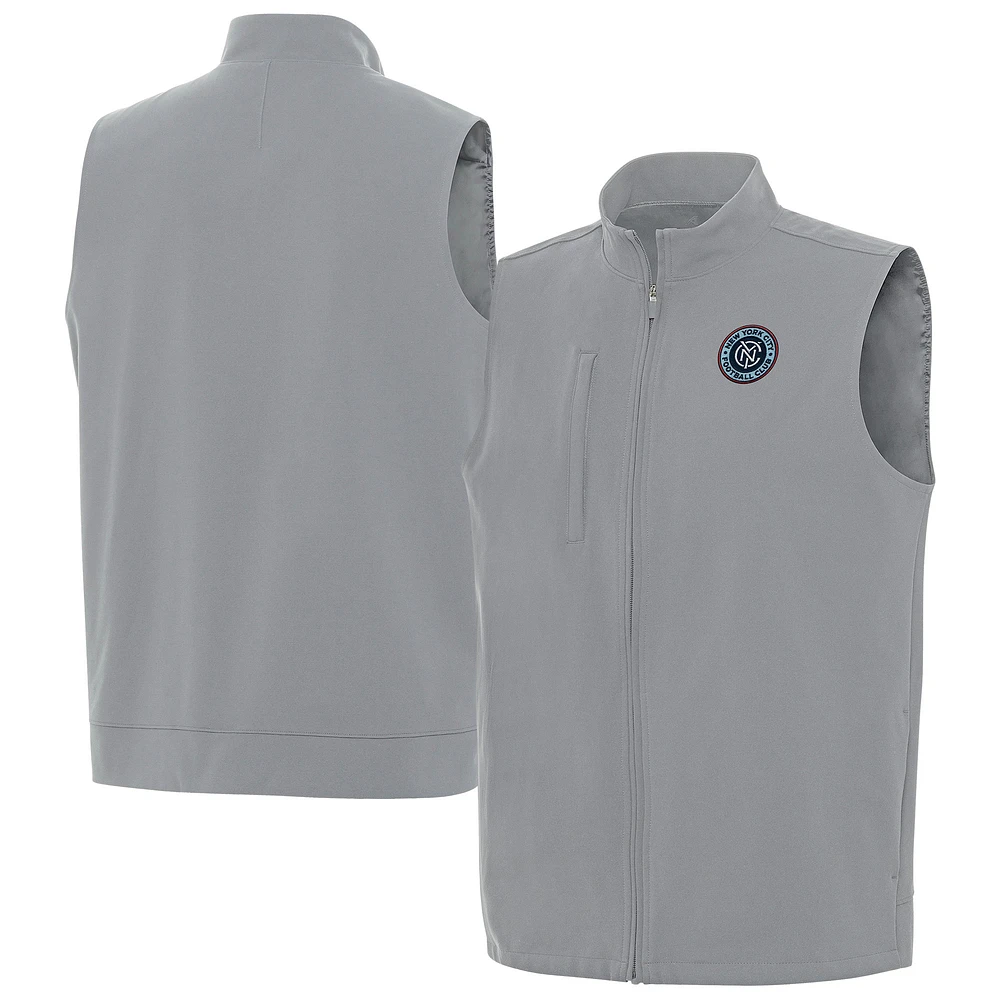 Men's Antigua Gray New York City FC Regard Full-Zip Vest