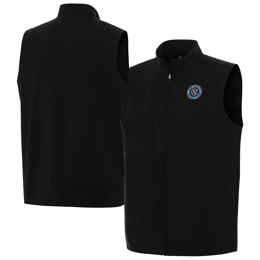Men's Antigua Black New York City FC Regard Full-Zip Vest