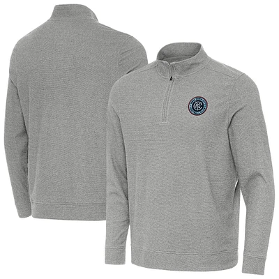 Men's Antigua Heather New York City FC Subtle Quarter-Zip Pullover