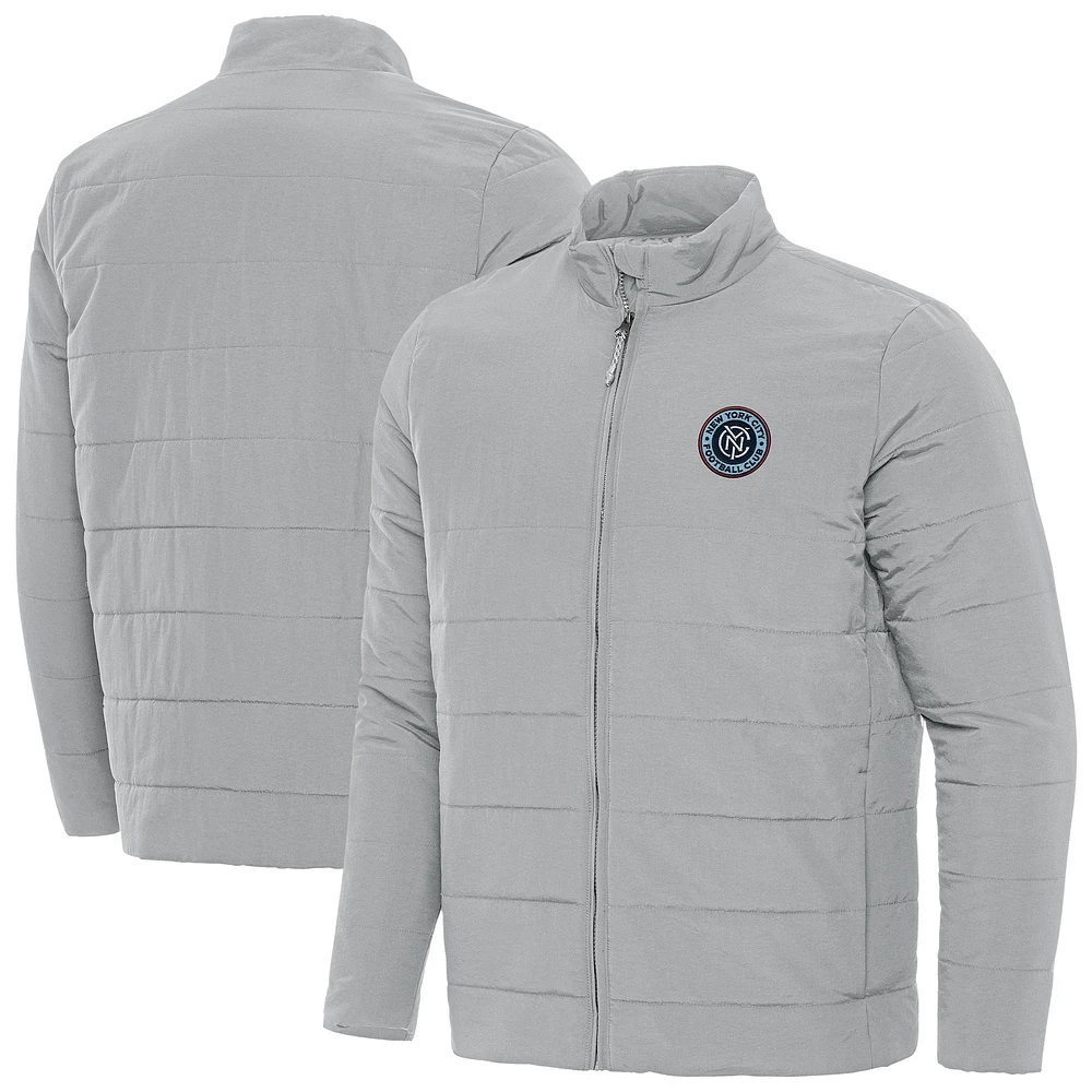 Men's Antigua Gray New York City FC Swelter Full-Zip Jacket