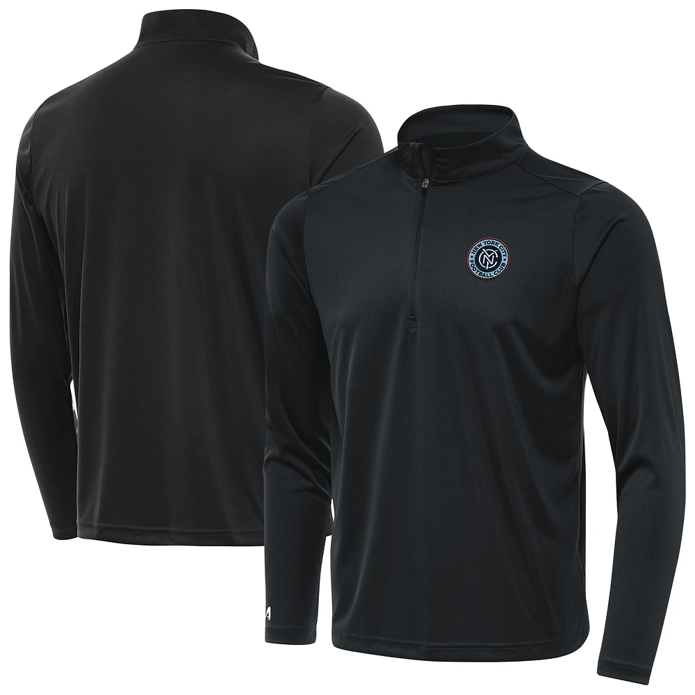 Men's Antigua Charcoal New York City FC Tribute Quarter-Zip Top