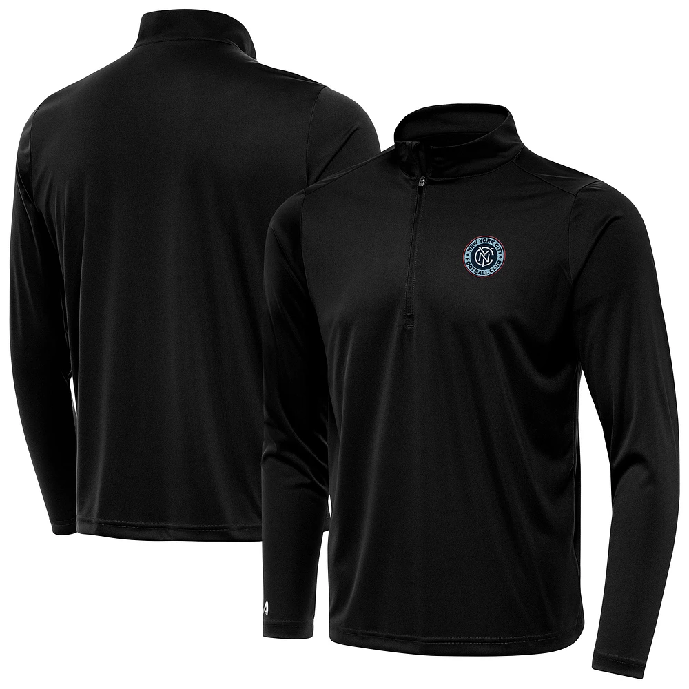 Men's Antigua Black New York City FC Tribute Quarter-Zip Top
