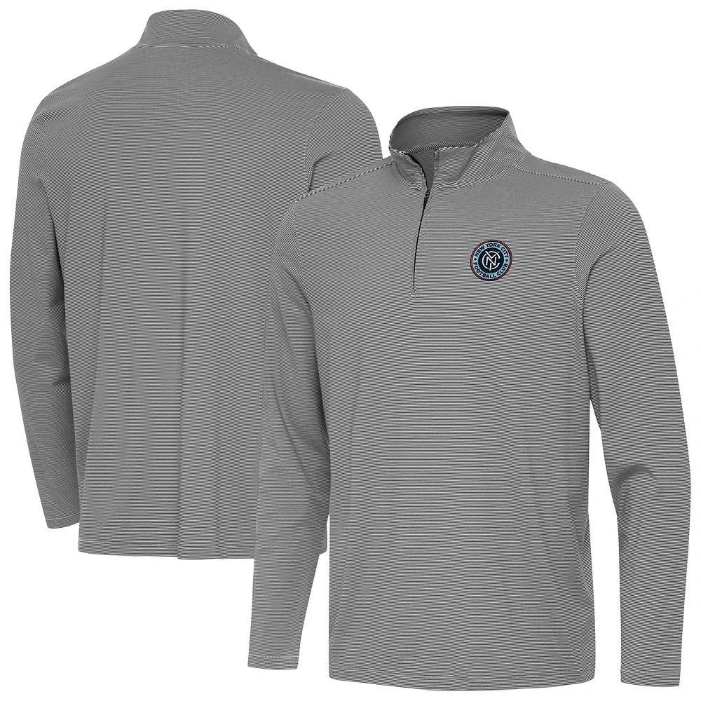 Men's Antigua Black New York City FC Twine Quarter-Zip Top