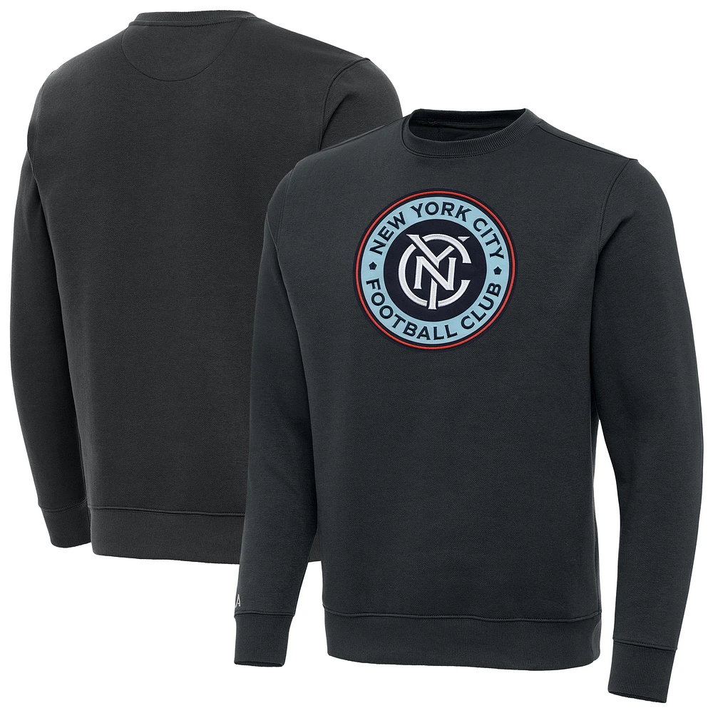 Men's Antigua Charcoal New York City FC Victory Pullover Sweatshirt