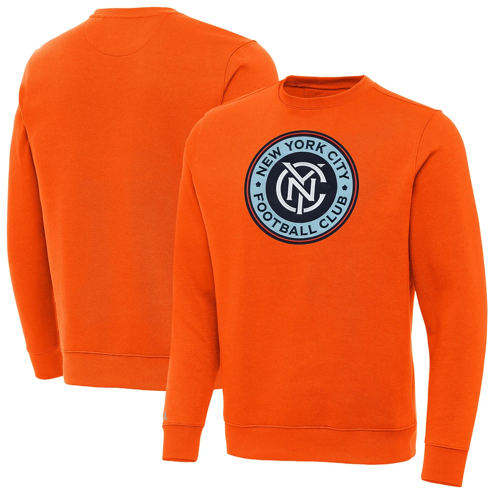 Men's Antigua Orange New York City FC Victory Pullover Sweatshirt