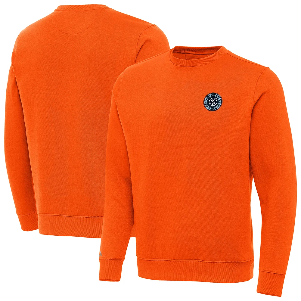 Men's Antigua Orange New York City FC Victory Pullover Sweatshirt