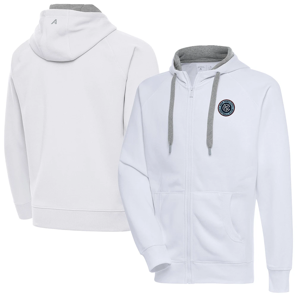 Men's Antigua New York City FC Victory Fleece Raglan Full-Zip Hoodie