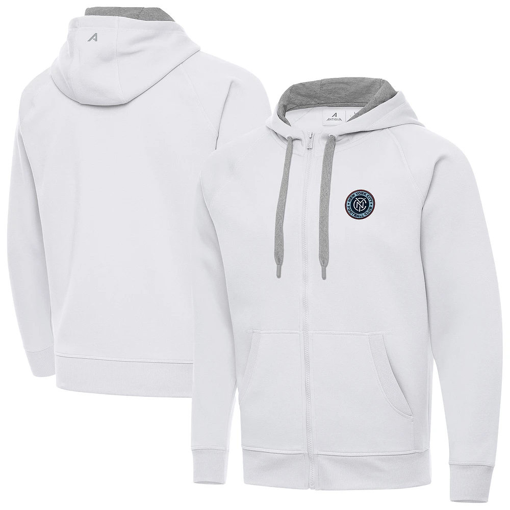 Men's Antigua White New York City FC Big & Tall Victory Full-Zip Hoodie