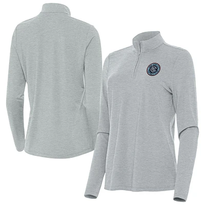Women's Antigua Heather New York City FC Bright Quarter-Zip Top