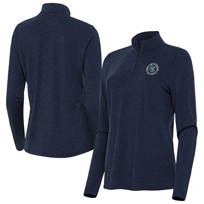 Women's Antigua Heather Navy New York City FC Bright Quarter-Zip Top