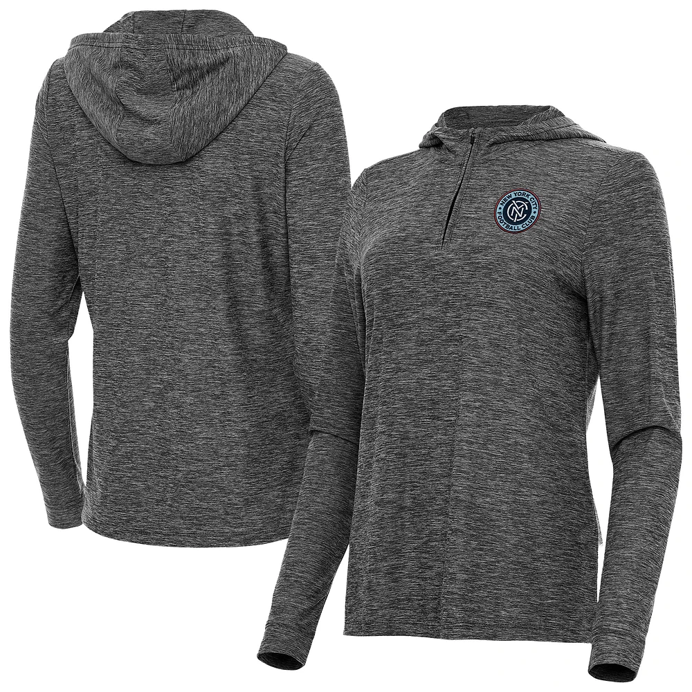 Women's Antigua Heather New York City FC Daybreak Quarter-Zip Hoodie