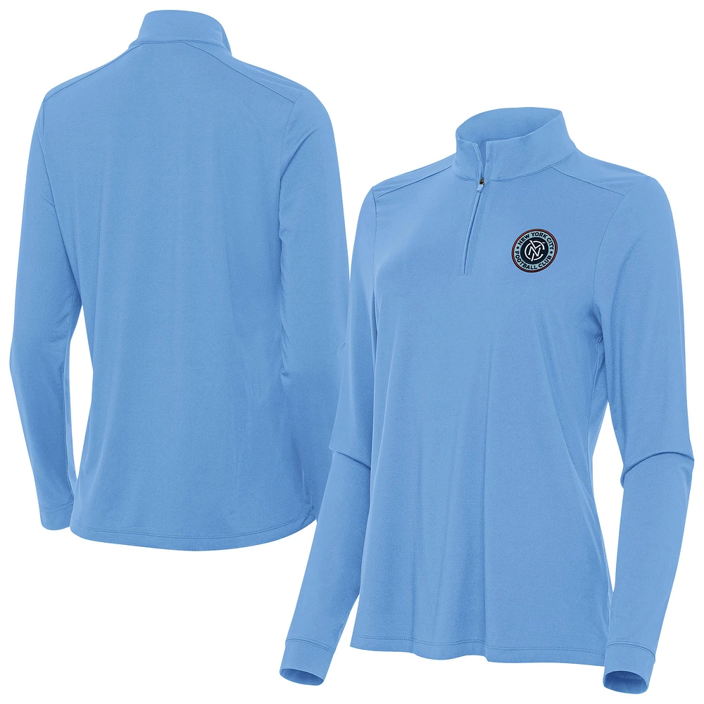 Women's Antigua Powder Blue New York City FC Intent Quarter-Zip Pullover