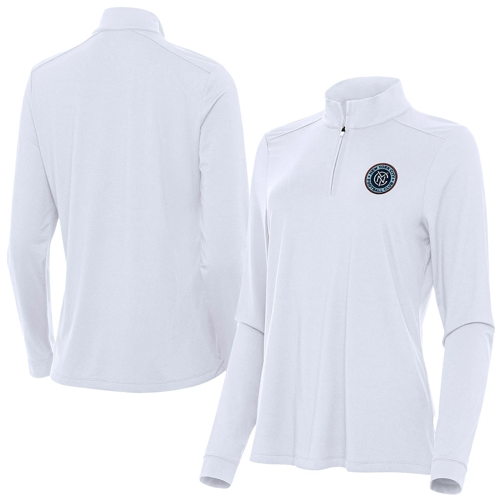 Women's Antigua White New York City FC Intent Quarter-Zip Pullover