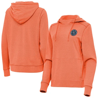 Women's Antigua Heather Orange New York City FC Justice Pullover Hoodie