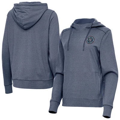 Women's Antigua Heather Navy New York City FC Justice Pullover Hoodie