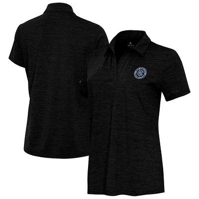 Women's Antigua Heather Black New York City FC Layout V-Neck Polo