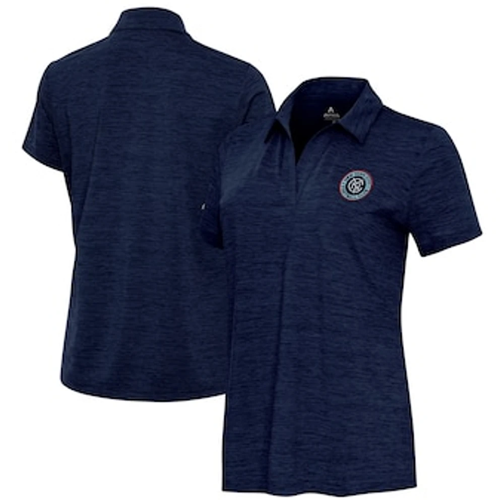 Women's Antigua Heather Navy New York City FC Layout V-Neck Polo