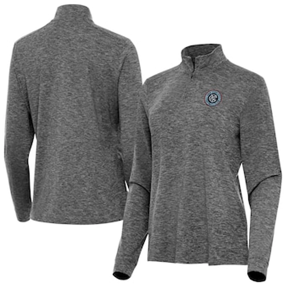 Women's Antigua Heather New York City FC Mentor Quarter-Zip Top