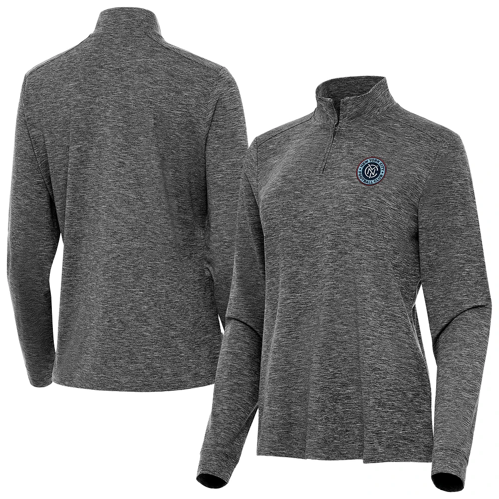 Women's Antigua Heather New York City FC Mentor Quarter-Zip Top