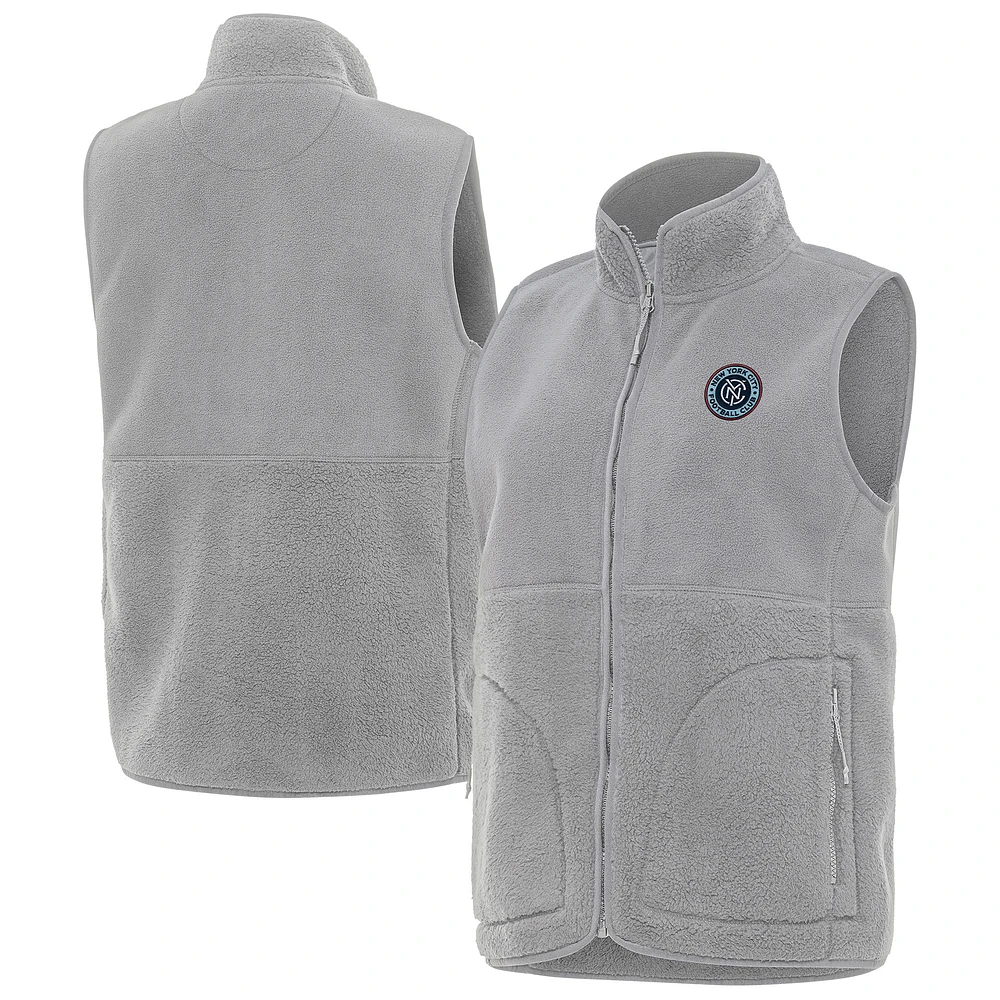 Women's Antigua Gray New York City FC Nostalgic Full-Zip Vest