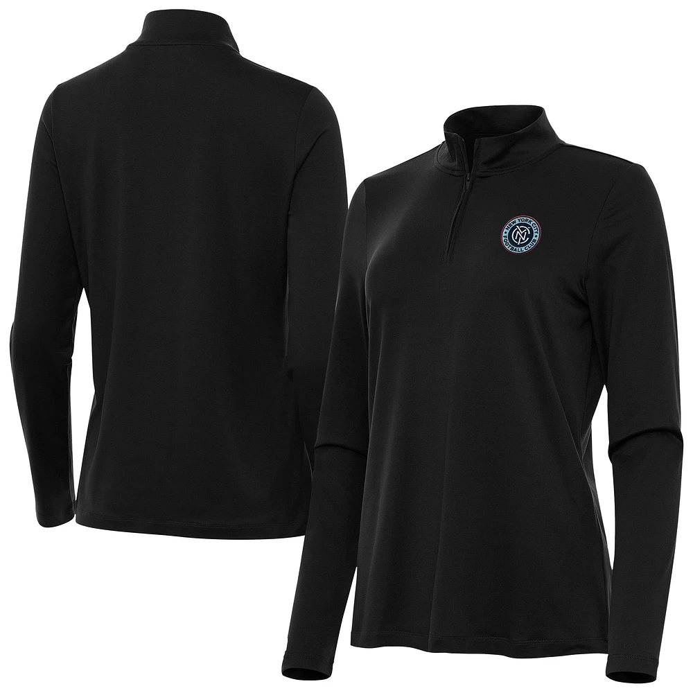 Women's Antigua Black New York City FC Reprocess Quarter-Zip Pullover