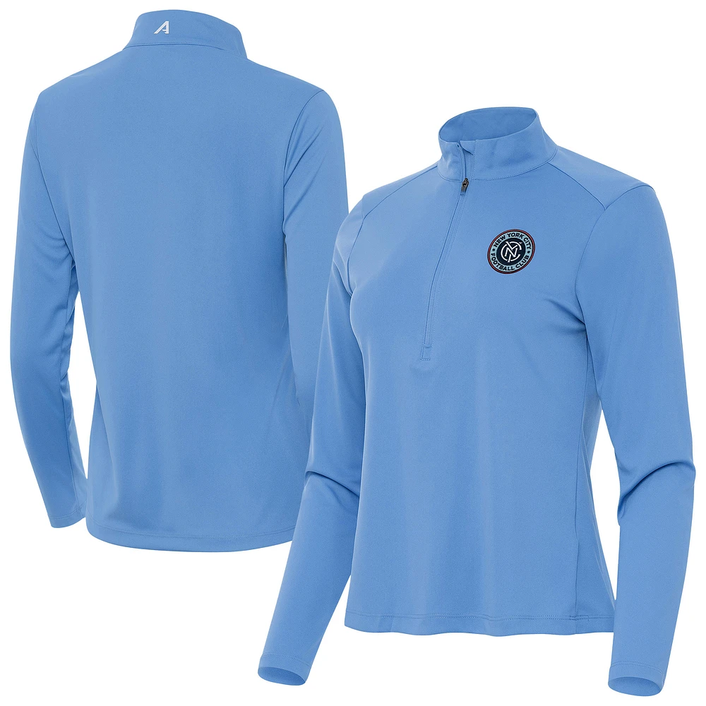 Women's Antigua Powder Blue New York City FC Tribute Half-Zip Pullover