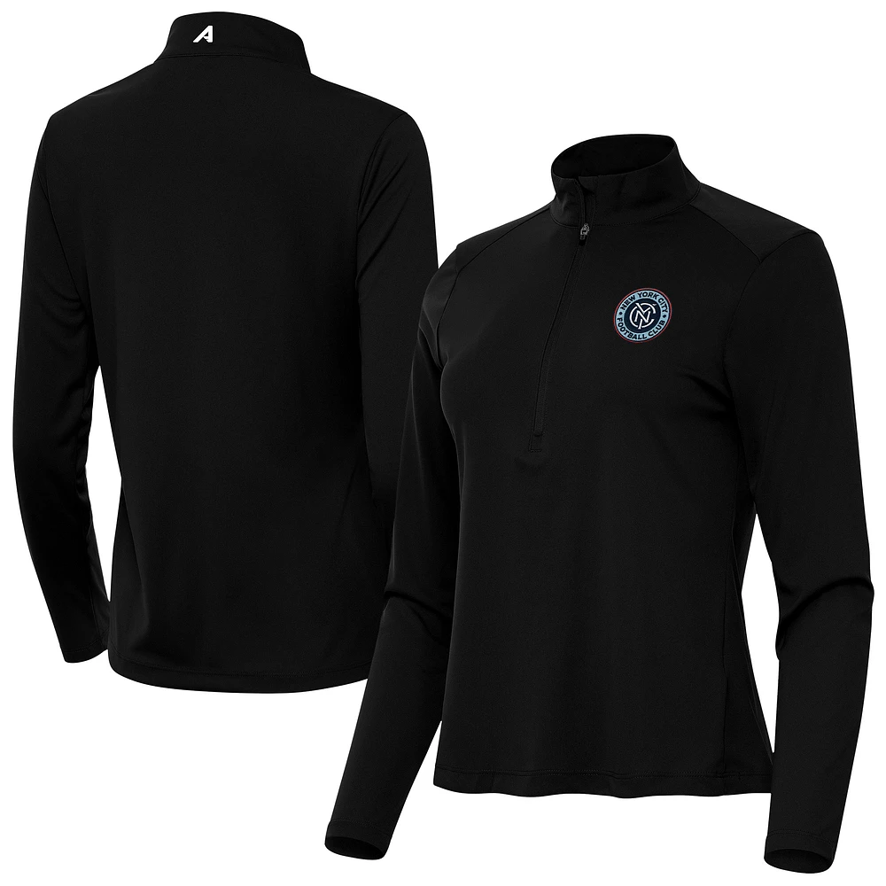 Women's Antigua Black New York City FC Tribute Half-Zip Pullover