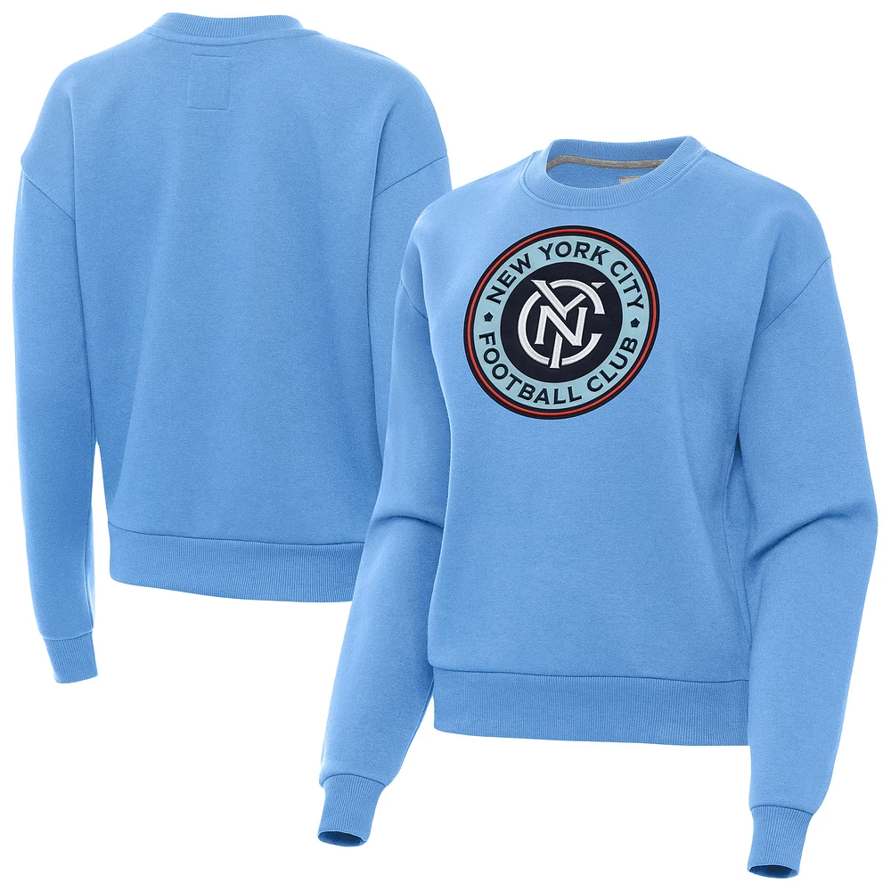 Women's Antigua Powder Blue New York City FC Victory Pullover Sweatshirt