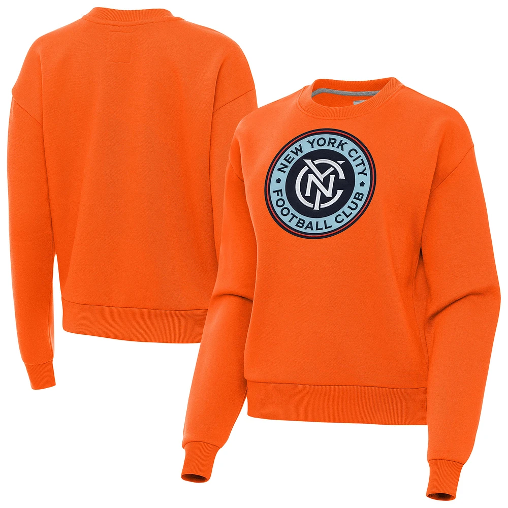 Women's Antigua Orange New York City FC Victory Pullover Sweatshirt