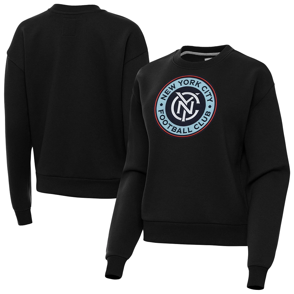 Women's Antigua Black New York City FC Victory Pullover Sweatshirt