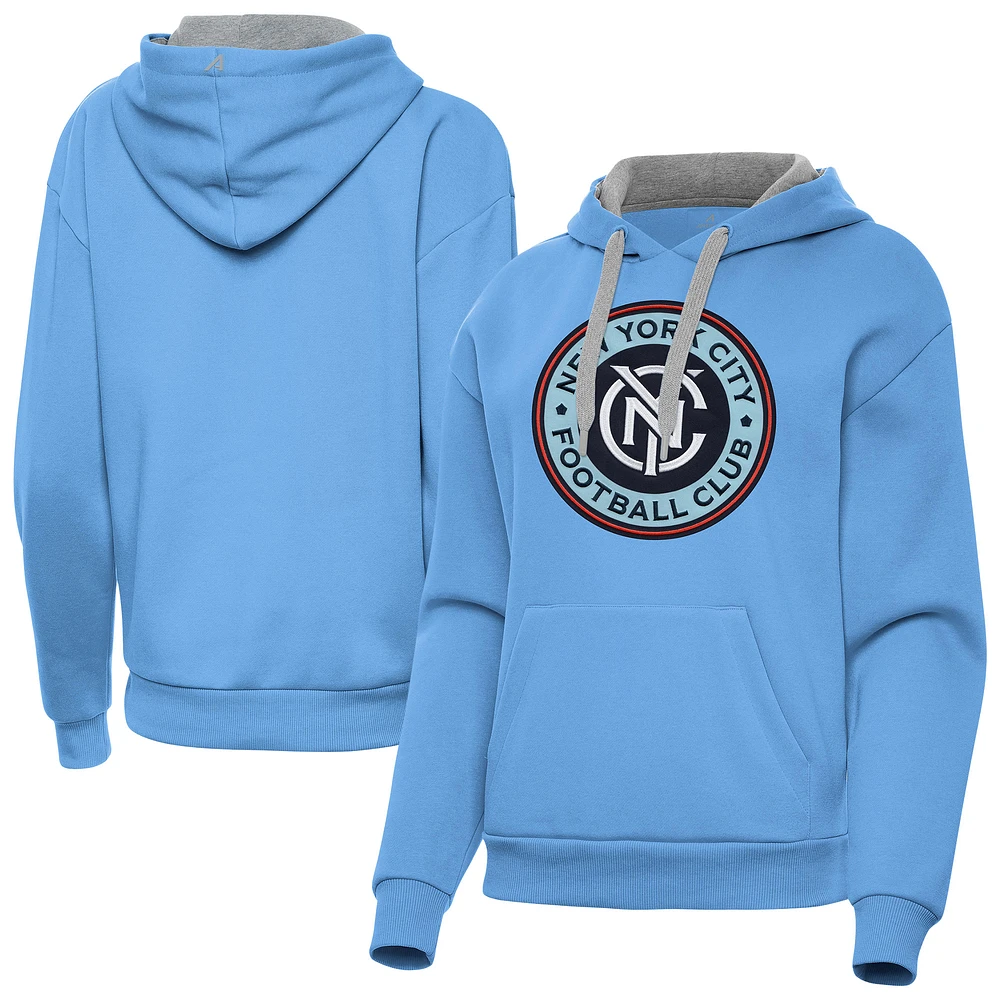 Women's Antigua Powder Blue New York City FC Victory Pullover Hoodie