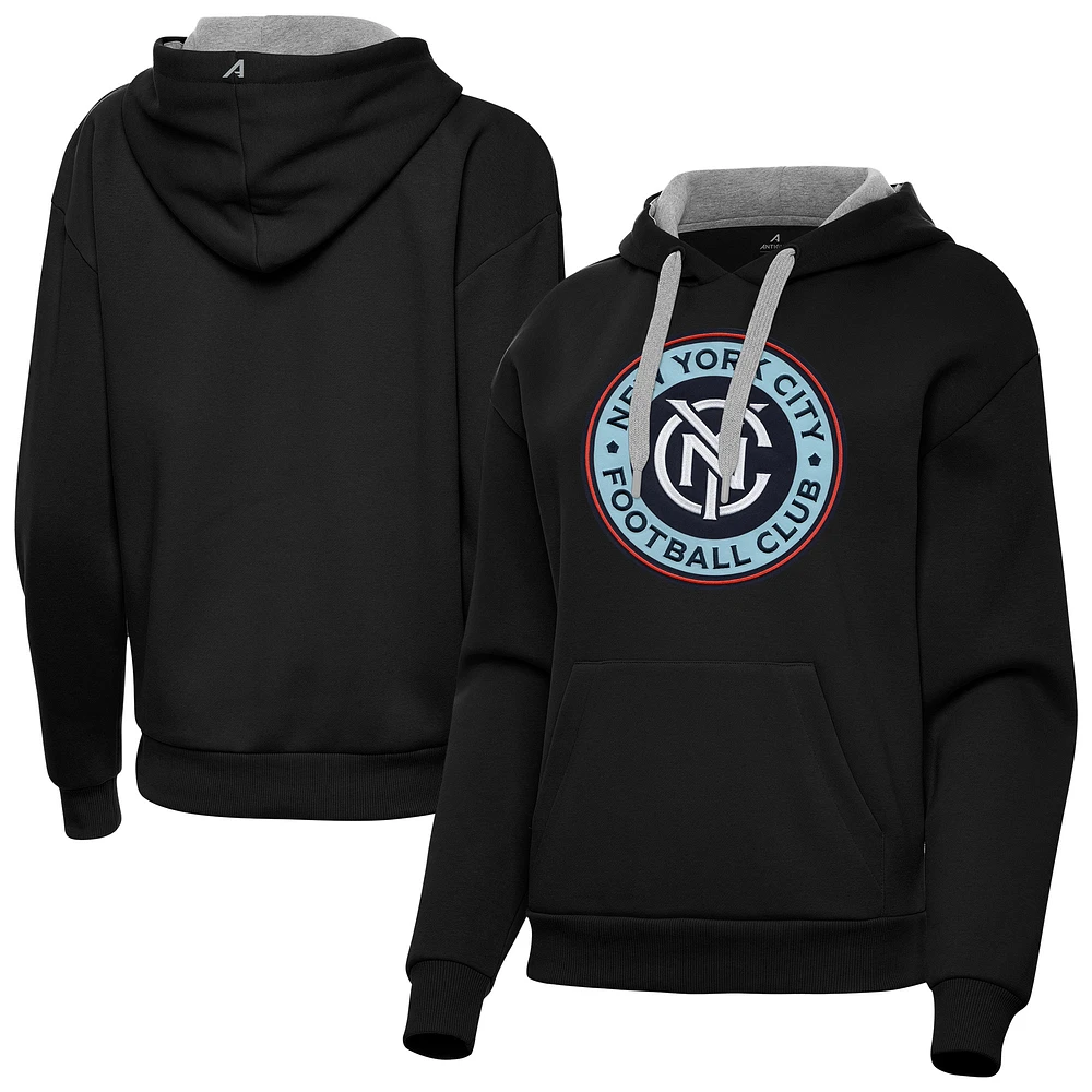 Women's Antigua Black New York City FC Victory Pullover Hoodie