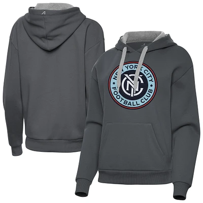 Women's Antigua Charcoal New York City FC Victory Pullover Hoodie