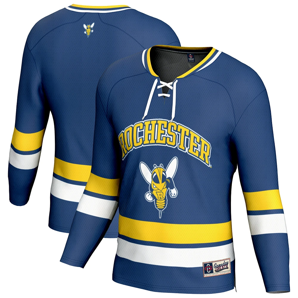 Youth GameDay Greats Blue Rochester Yellow Jackets Hockey Jersey