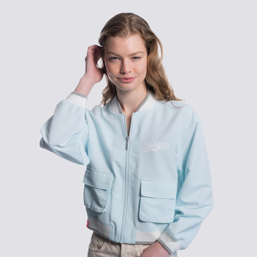Women's Lusso Light Blue Los Angeles Dodgers Paisley Cropped Full-Zip Jacket