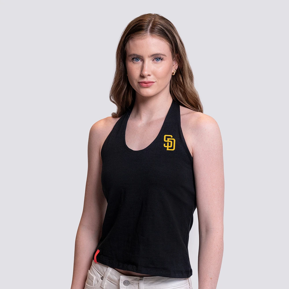 Women's Lusso Black San Diego Padres Noelle V-Neck Tank Top