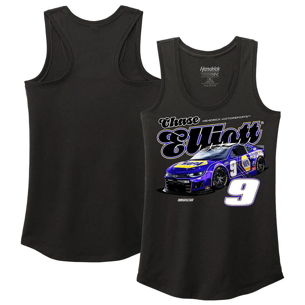 Women's Hendrick Motorsports Team Collection Black Chase Elliott Name & Number Racer Back Tri-Blend Tank Top